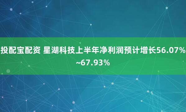 投配宝配资 星湖科技上半年净利润预计增长56.07%~67.93%