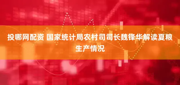 投哪网配资 国家统计局农村司司长魏锋华解读夏粮生产情况